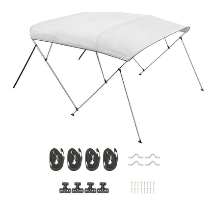 Boat Bimini Top, 4 Bow, 600D Polyester, 96in, Grey