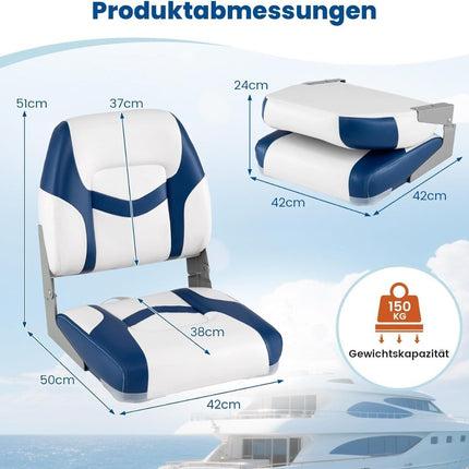 Laivas sēdekļu komplekts, 2 gab., 7 cm putas, salokāms, PVC āda