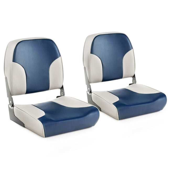Boat Seat Set, 2-Piece, Foldable, Blue & Grey, PVC
