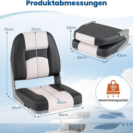 Laivu sēdekļu komplekts, 2 gab., salokāmi, PVC āda, 7 cm spilvens