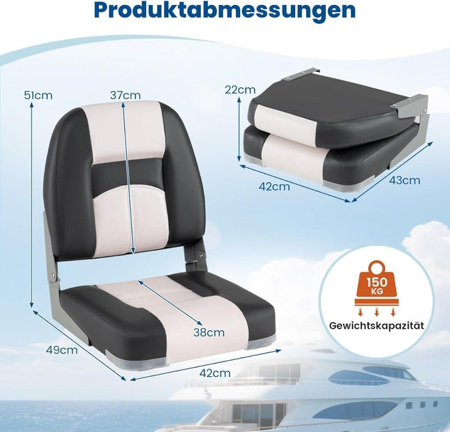 Laivu sēdekļu komplekts, 2 gab., salokāmi, PVC āda, 7 cm spilvens