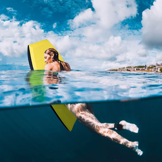 Viegls peldēšanas dēlis "Bodyboard" ar EPS serdi un XPE virsmu bērniem un pieaugušajiem, 106 cm, dzeltens