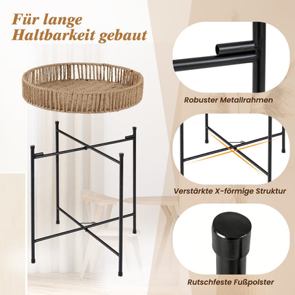 Boho ligzdošanas sānu galdiņu komplekts - roku darbs, virvju dizains