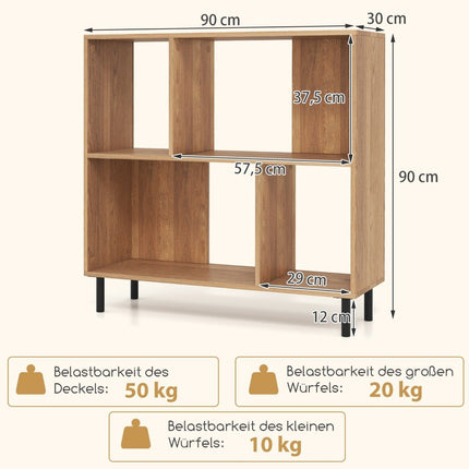 Grāmatu plaukts ar 4 nodalījumiem un metāla kājām, stāvplaukts, uzglabāšanas plaukts, dabīgs