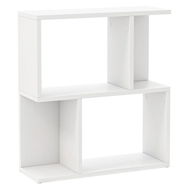 Grāmatu plaukts ar 4 nodalījumiem, sānu galdiņš, dīvāns, naktsskapītis, telpas sadalītājs, koks, 50 x 17,5 x 55,5 cm, balts