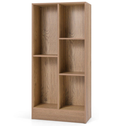 Grāmatu plaukts ar 5 nodalījumiem, stāvplaukts, kuba plaukts, biroja plaukts, uzglabāšanas plaukts, 50 x 24 x 104 cm, dabīgs