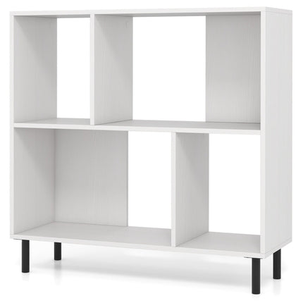 Grāmatu plaukts ar 4 plauktiem, metāla kājām, balts, 90x30x90 cm