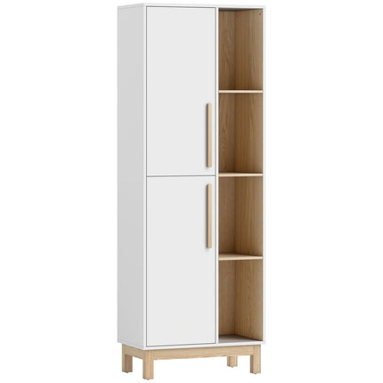 Grāmatu plaukts ar 4 plauktiem un 2 skapīšiem, MDF, balts, 176 cm