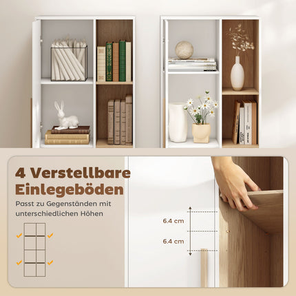 Grāmatu plaukts ar 4 plauktiem un 2 skapīšiem, MDF, balts, 176 cm