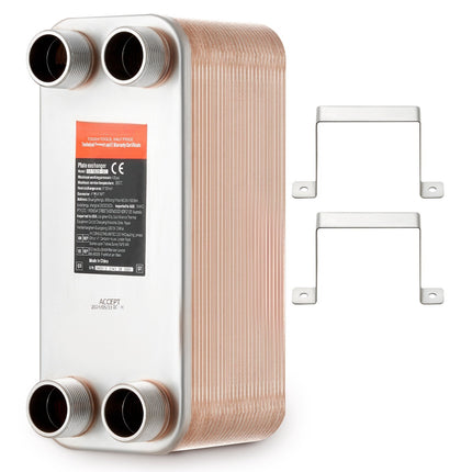 Brazed Plate Heat Exchanger, 50 Plates, 5 x 12 in, Water-To-Water