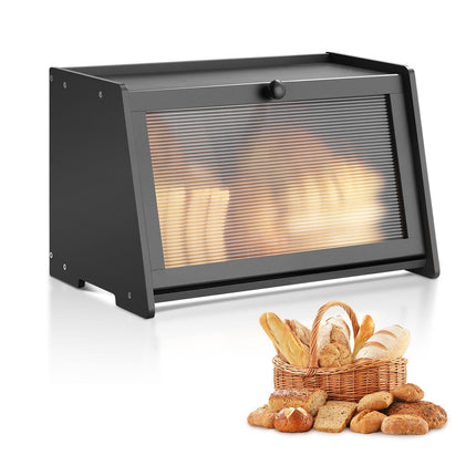 Bread Box, Large Bamboo Countertop with Wavy Acrylic Door