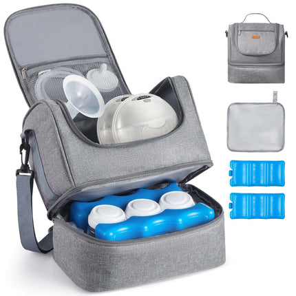 Breast Pump Bag with Ice Pack, Fits S1 S2, Grey