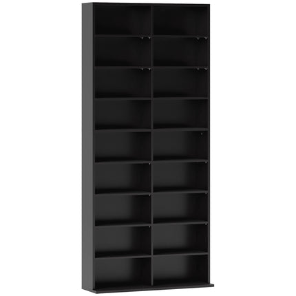 CD, DVD, Blu-ray uzglabāšanas plaukts, 18 nodalījumi, melns, regulējams