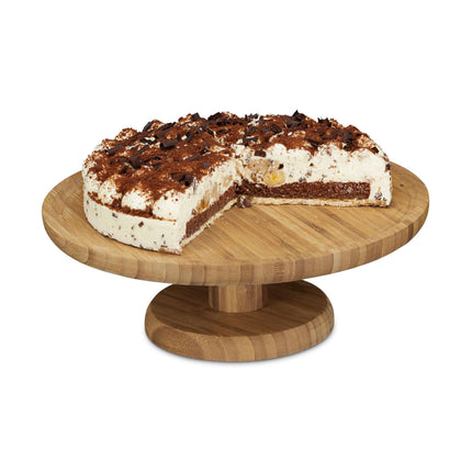 Cake plate on bamboo base