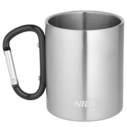 Kempinga krūze ar karabīni, 300 ml, nerūsējošā tērauda
