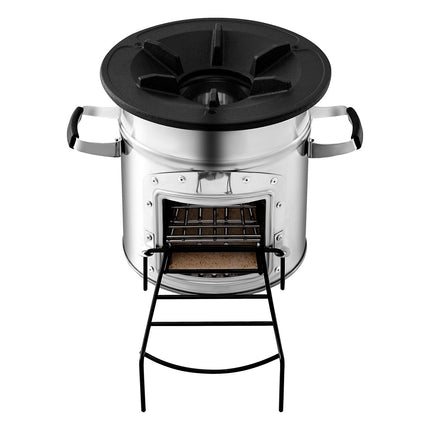 Camping Rocket Stove, Wood Burning, Stainless Steel, Carry Bag