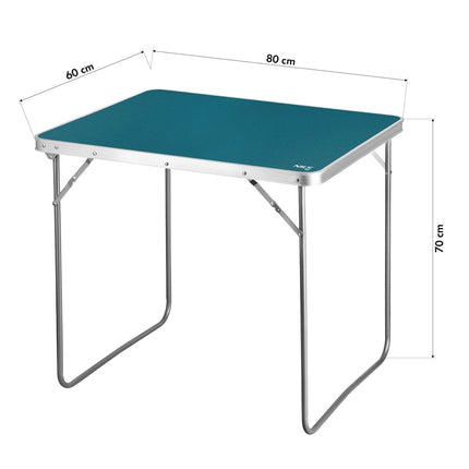 Kempinga galds 80x60x70 cm, zils, saliekams
