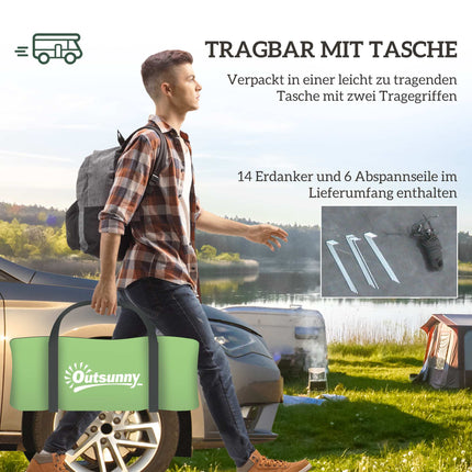Kempinga telts 4 personām, ūdensizturīga, 2 istabu, tumši zaļa