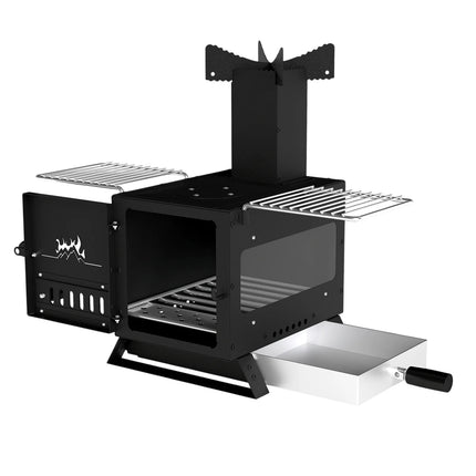 Camping Wood Stove with Pot Stand & Oven Pan