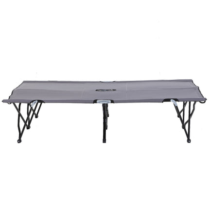 Kempinga gulta, saliekama 2 personām, kempinga gulta, saliekama gulta ar pārnēsāšanas somu, var izturēt līdz 136 kg, tērauda Oksfordas pelēka 193 x 125 x 40 cm
