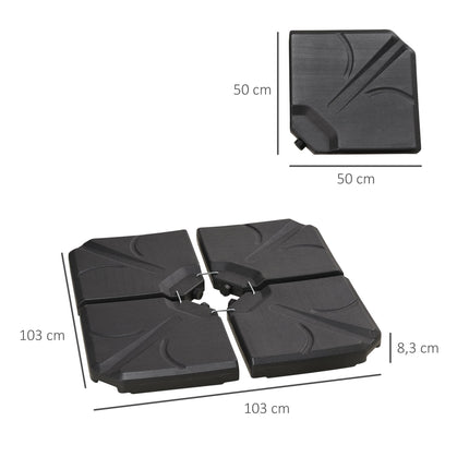 Konsoles formas lietussarga pamatnes atsvari, HDPE, celtspēja 56 kg