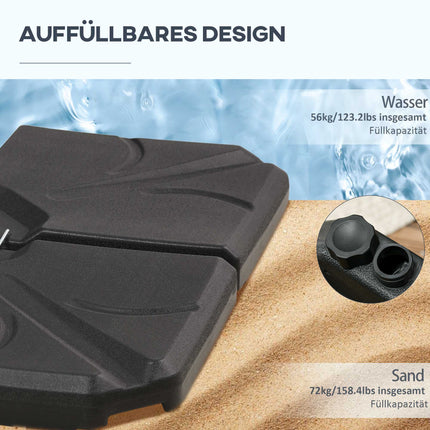 Konsoles formas lietussarga pamatnes atsvari, HDPE, celtspēja 56 kg