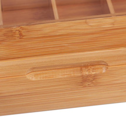 Capsule box in bamboo with 24 compartments
