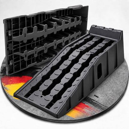 Car Ramps Set of 2 with 5000 kg Load Capacity and Wheel Stop, HDPE, Non-Slip