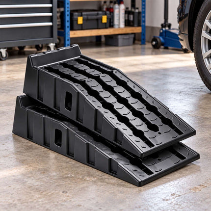 Car Ramps Set of 2 with 5000 kg Load Capacity and Wheel Stop, HDPE, Non-Slip