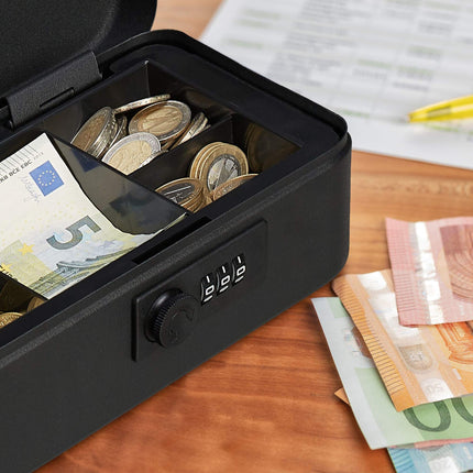 Naudas atvilktne ar kombinēto slēdzeni
