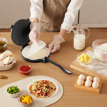 Cast Iron Tortilla Press 10 Inch, Handle, 100 Parchment Sheets
