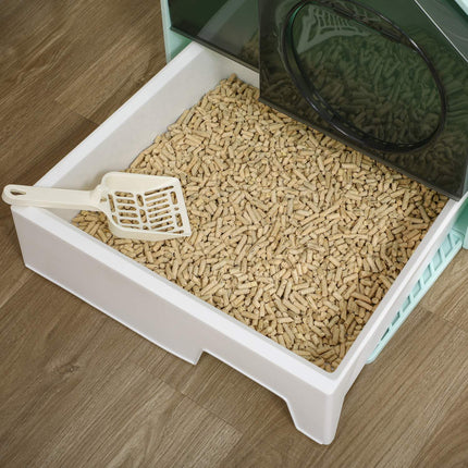 Cat litter with hood, filter & scoop, light blue 47x45x42cm