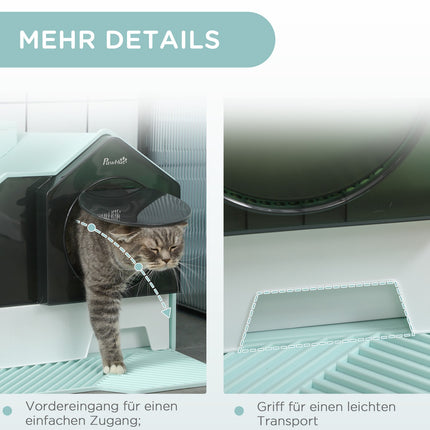 Cat litter with hood, filter & scoop, light blue 47x45x42cm