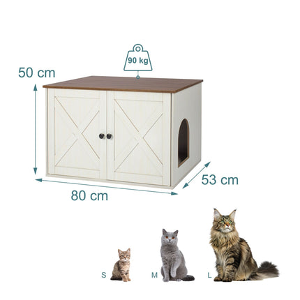 Kaķu pakaišu skapis ar ventilāciju, koka imitācija