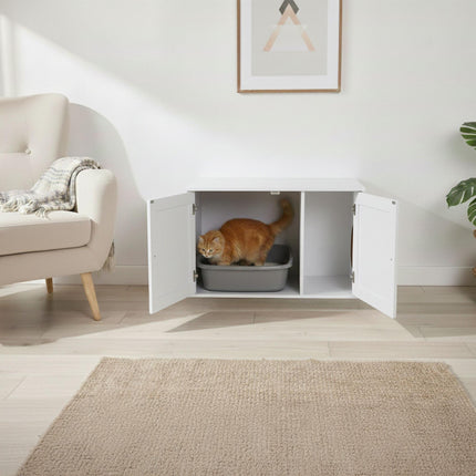 Kaķu pakaišu skapis ar ventilāciju, koka imitācija