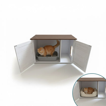 Kaķu pakaišu skapis ar ventilāciju, koka imitācija