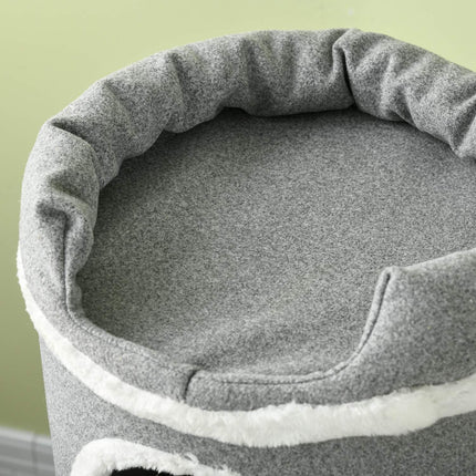 Kaķu Asināšanas Muca 99 Cm Spēļu Muca Ar Kaķu Gulta, Spēļu Bumbu un Platformām, Kaķu Mēbeles, Pelēka
