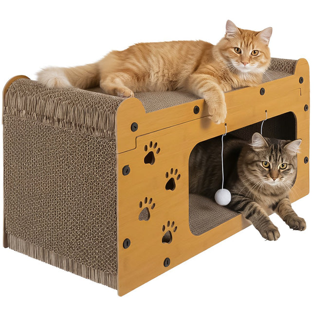 Cat Scratching Post with 2 Levels, Eco-Friendly HDF