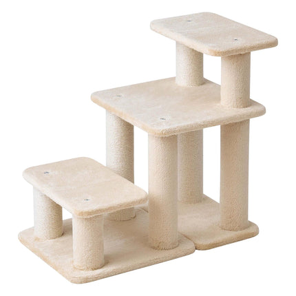 Cat Stairs with 3 Steps and Sisal Posts, 6-in-1 Adjustable – Beige, Max. 40 kg