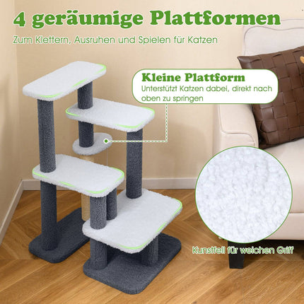 Kaķu tornis ar sizala stabu un 4 platformām, pelēks