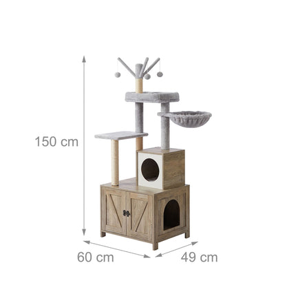 Kaķu koks ar kaķu tualeti, 150 cm, sizala stabi