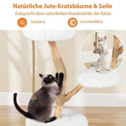 Kaķu māja ar 3 plīša platformām, džutas stabiem, 90 cm