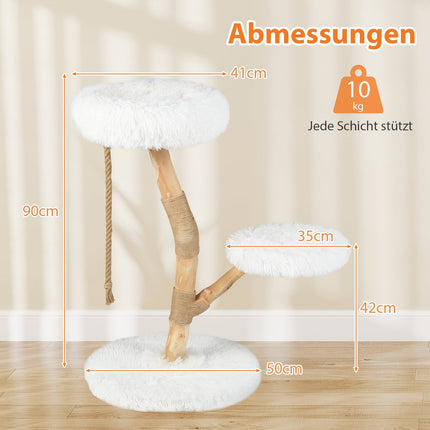 Kaķu māja ar 3 plīša platformām, džutas stabiem, 90 cm