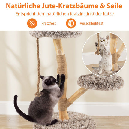 Kaķu māja ar 3 plīša platformām, džutas stabiem, 90 cm