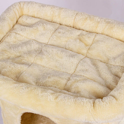 Kaķu māja ar alu un platformu, bēša, 60 cm