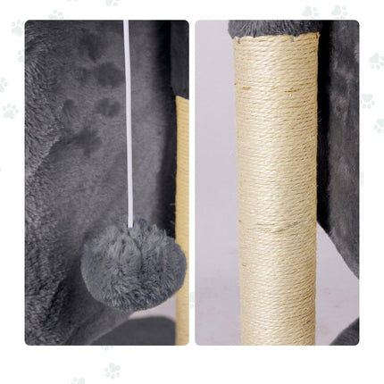 Kaķu koks ar alu un platformu, tumši pelēks, 60 cm augsts