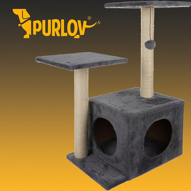 Kaķu māja 71 cm pelēka Purlov 21712