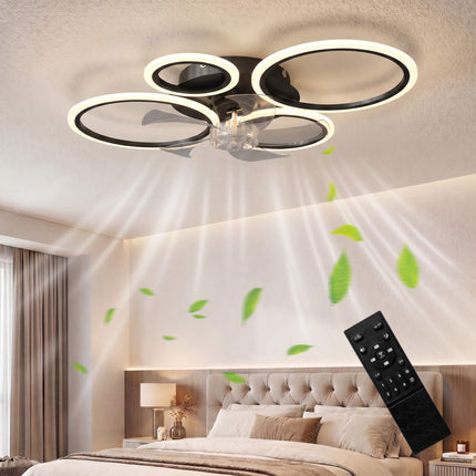 Griestu ventilators ar LED apgaismojumu, tālvadības pulti, 77 cm, 6 ātrumi