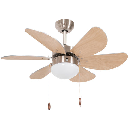 Griestu ventilators ar LED apgaismojumu, 16 W griestu lampa ar ventilatora piekaramo gaismekli, 6 reversīvi lāpstiņas viesistabai, dižskābardis