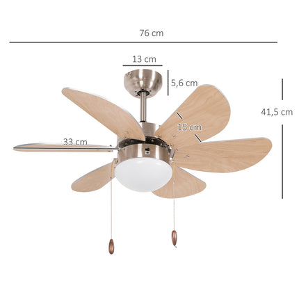 Griestu ventilators ar LED apgaismojumu, 16 W griestu lampa ar ventilatora piekaramo gaismekli, 6 reversīvi lāpstiņas viesistabai, dižskābardis